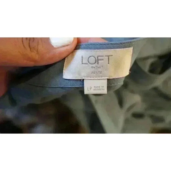 LOFT Outlet Petite Blue/Sage Wrap Blouse, Size L - Picture 3 of 12